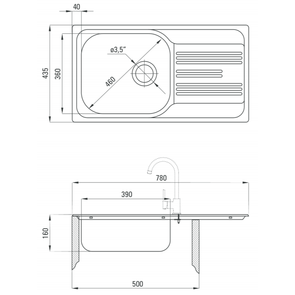 Chiuveta bucatarie inox cu picurator crom satin, 78x44 cm, Deante Xylo [2]