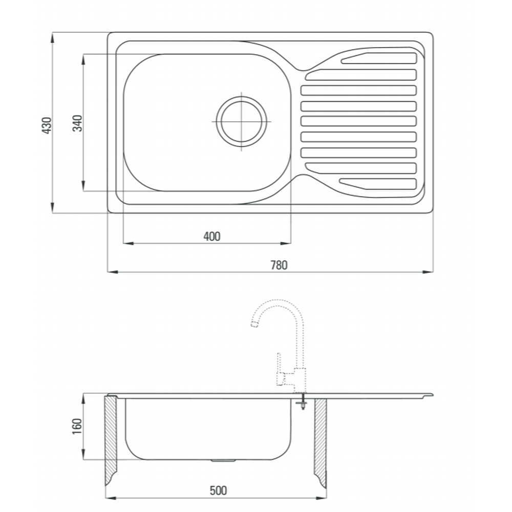 Chiuveta bucatarie inox cu picurator si baterie crom Deante, Doppio [3]