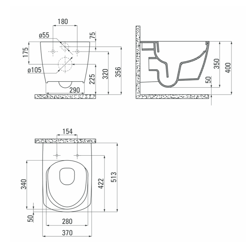 Vas wc suspendat rimless alb Deante, Anemon [4]