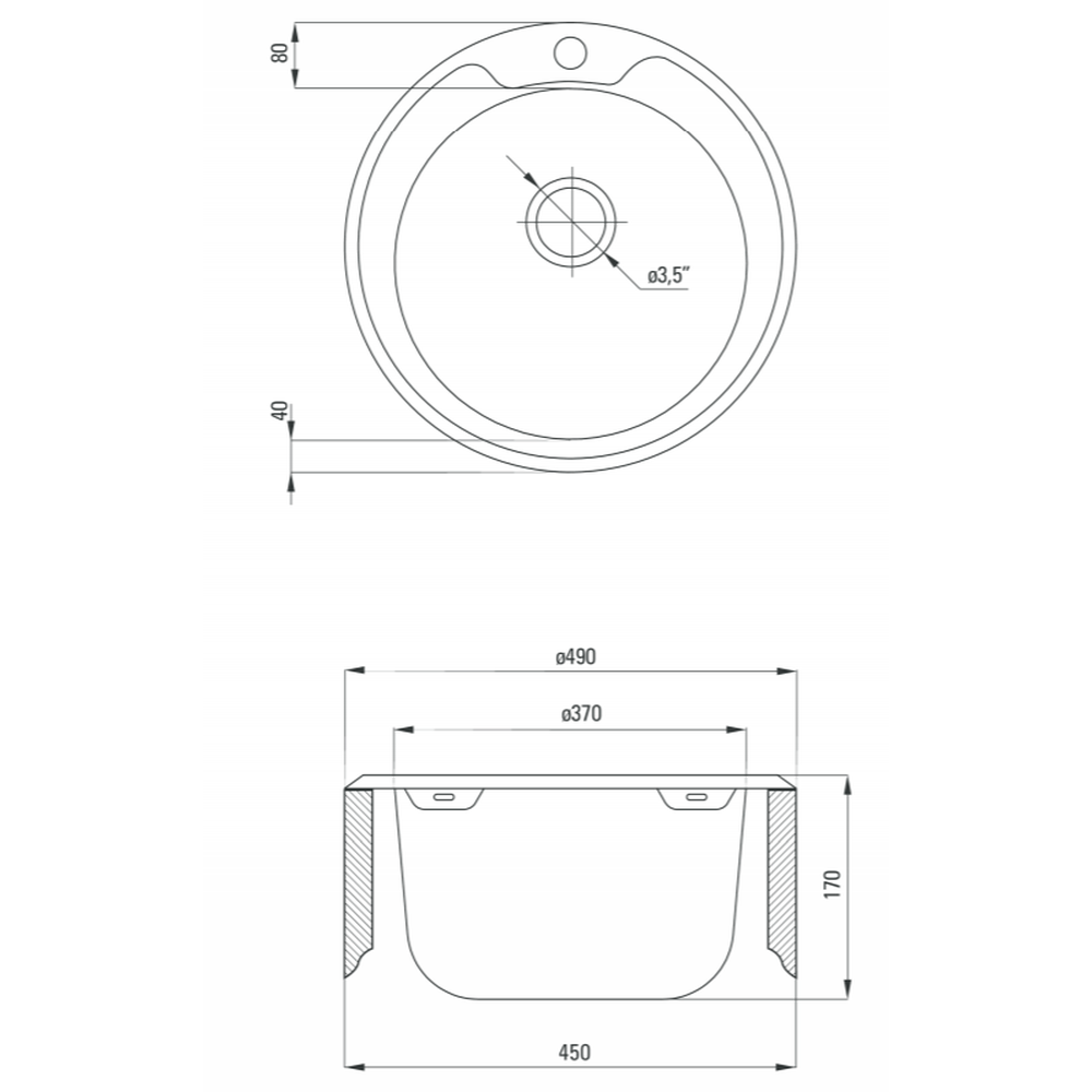 Chiuveta bucatarie inox rotunda cu orificiu pentru baterie crom satin Deante Twist [4]