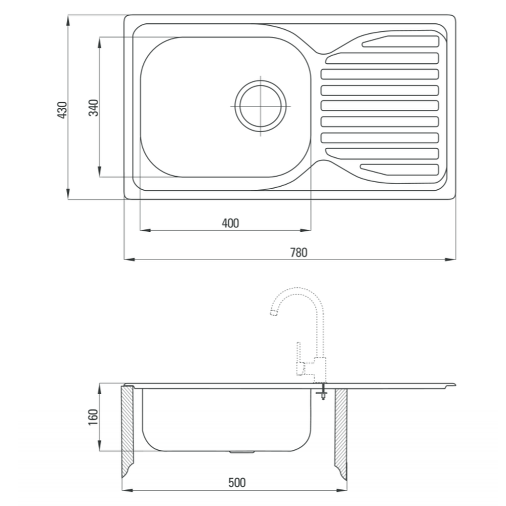 Chiuveta bucatarie inox cu picurator crom Deante, Doppio [4]