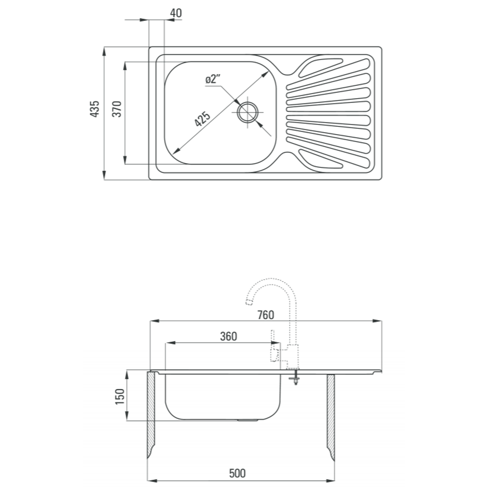Chiuveta bucatarie cu picurator crom satin Deante Techno 311 [2]
