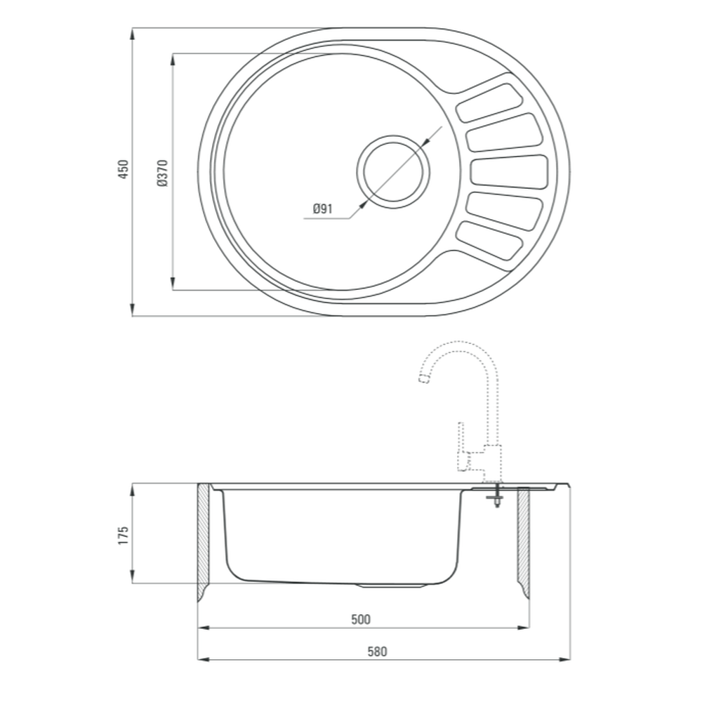 Chiuveta bucatarie inox ovala cu picurator crom Deante, Stock [2]