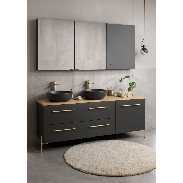 Set 2 picioare, negre, riflate, cu adaptor, Cersanit Larga [3]