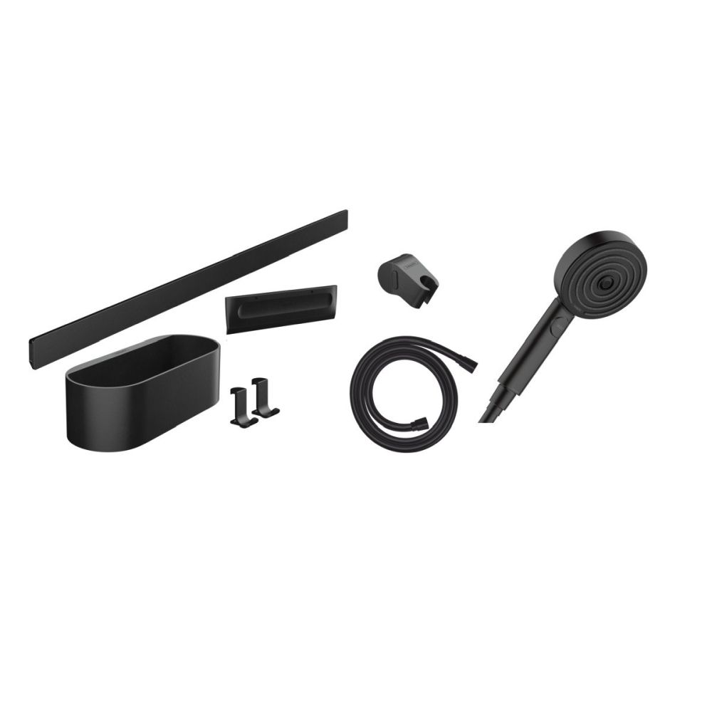 Set accesorii cabina de dus culoare negru mat Hansgrohe WallStoris Activation EcoSmart