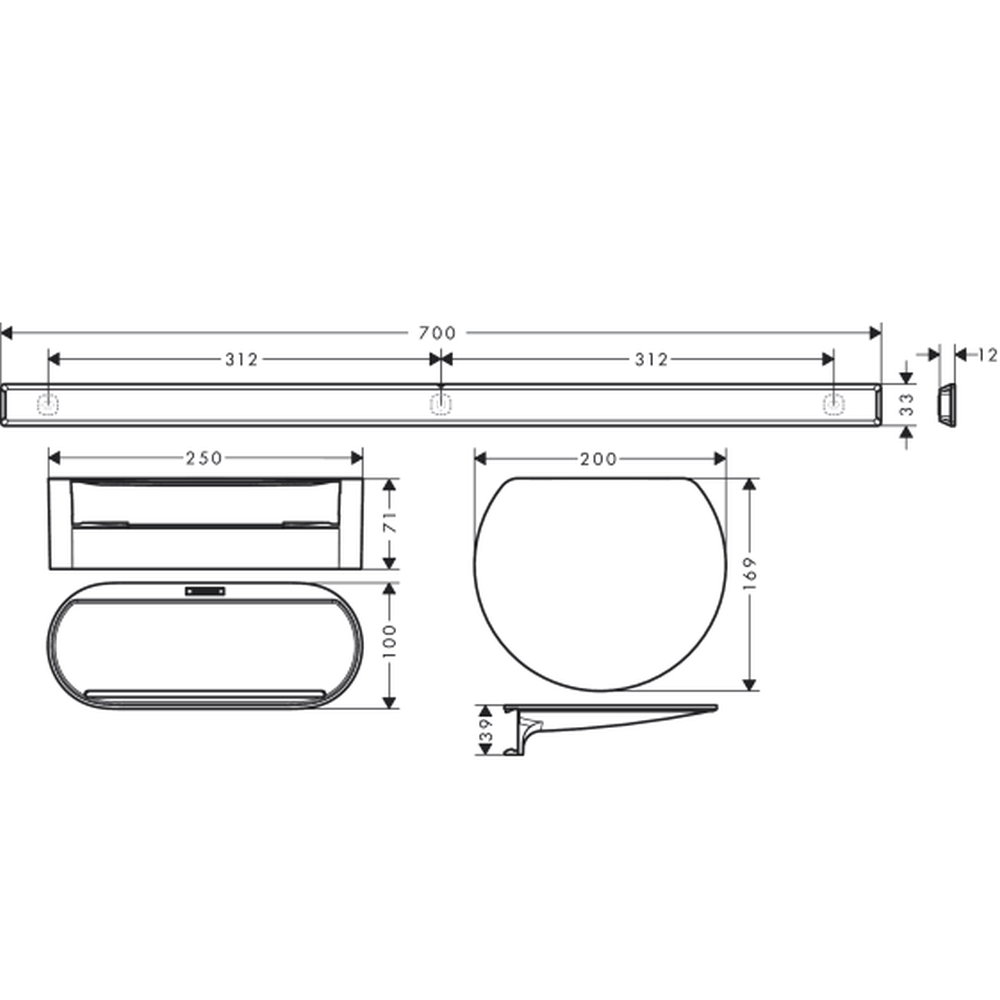 Set accesorii baie culoare negru mat Hansgrohe WallStoris 27966670 [3]