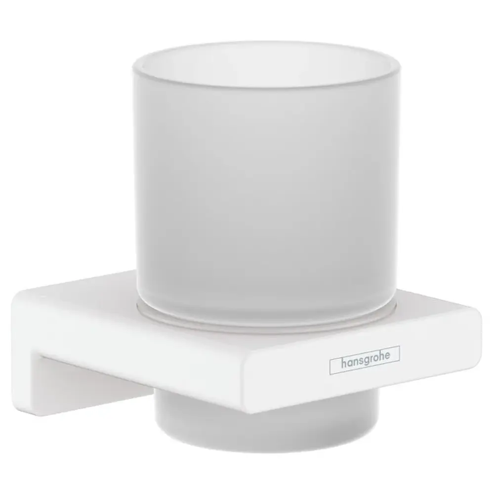 Set baterie cada si baterie lavoar Hansgrohe Talis cu accesorii baie Hansgrohe AddStoris, alb mat [7]