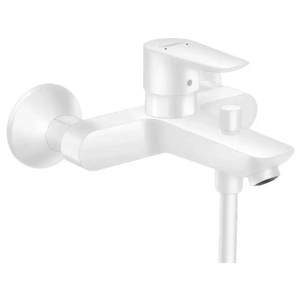 Set baterie cada si baterie lavoar Hansgrohe Talis cu accesorii baie Hansgrohe AddStoris, alb mat [2]