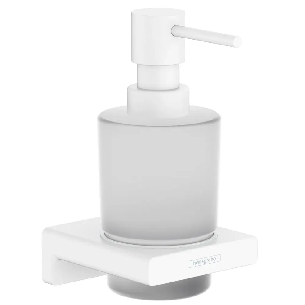 Set baterie cada si baterie lavoar Hansgrohe Talis cu accesorii baie Hansgrohe AddStoris, alb mat [4]
