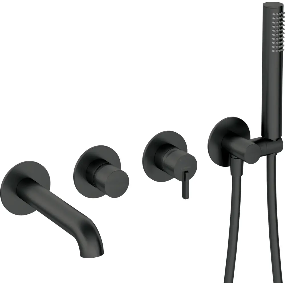 Set baterie dus si baterie lavoar incastrate Deante Silia cu accesorii baie Deante Round, negru [2]