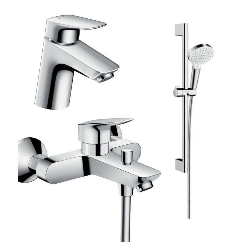 Set baterie lavoar, baterie cada si set de dus, crom, Hansgrohe Logis New [2]