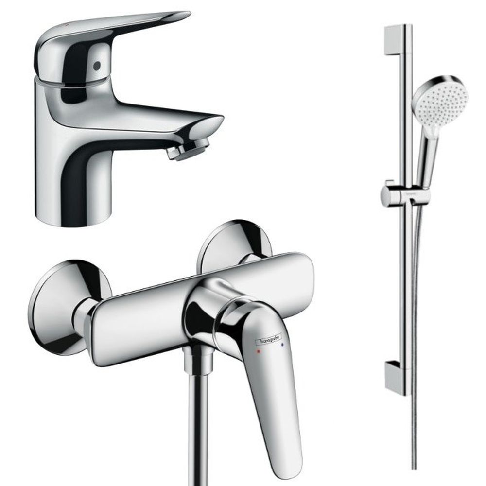 Set baterie lavoar, baterie dus si set dus, crom, Hansgrohe Novus