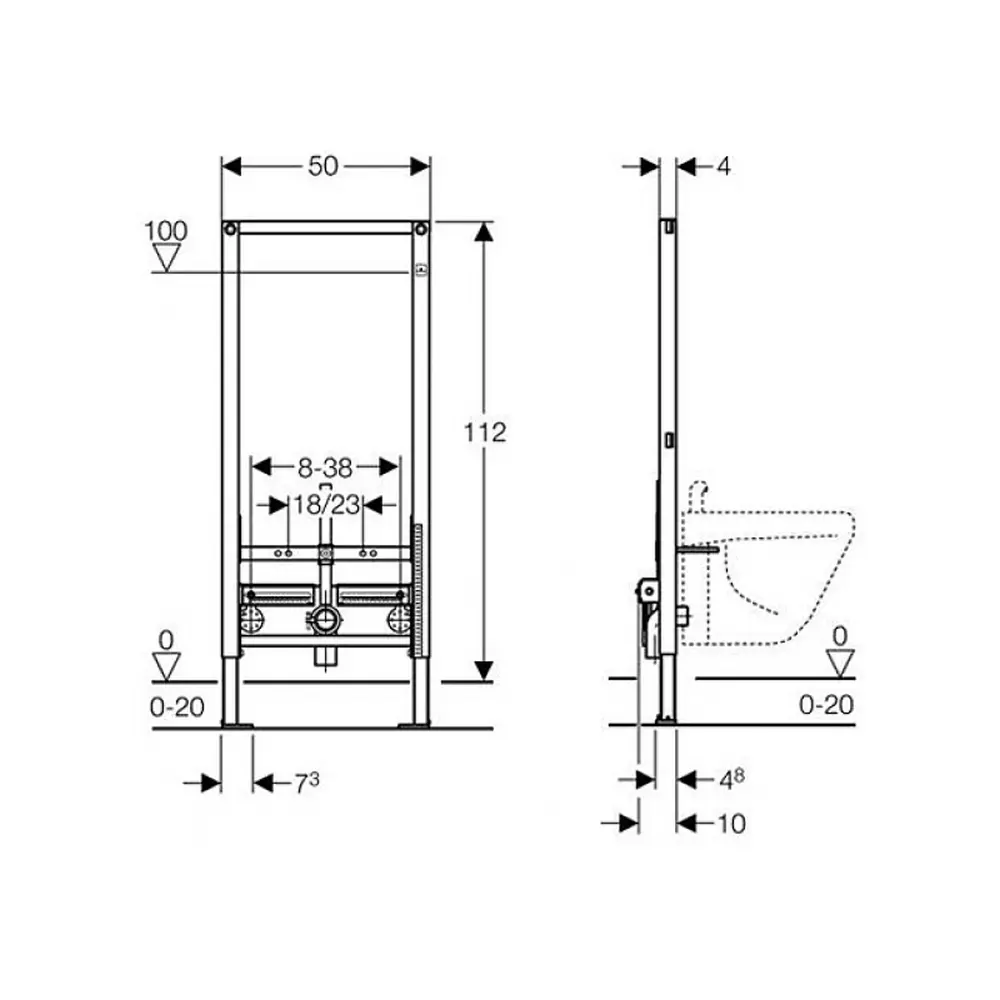 Set bideu suspendat alb Minerva plus cadru metalic universal cu set fixare Geberit Duofix [2]