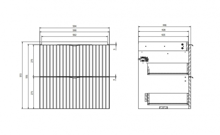 Set dulap baie suspendat 2 sertare lavoar inclus, 60 cm, alb mat, MDF, Cersanit Tirso [5]