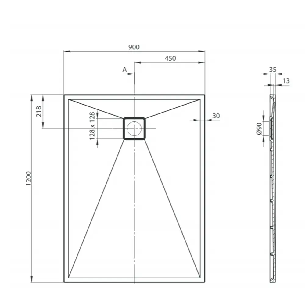 Set cabina dus neagra cu usa culisanta 120x90 cm plus cadita dus compozit Deante, Correo [3]