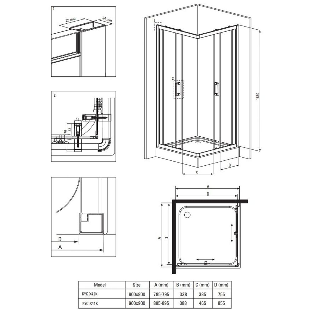 Set cabina dus neagra patrata 90x90 cm plus coloana dus cu termostat auriu lucios FDesign Anima [2]