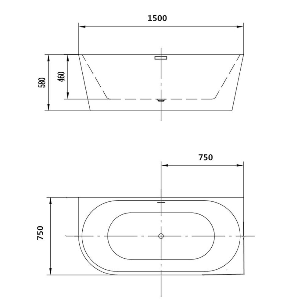 Set cada baie freestanding, orientare dreapta, 150x75 cm, Maugli si baterie cada incastrata negru mat Silia [3]