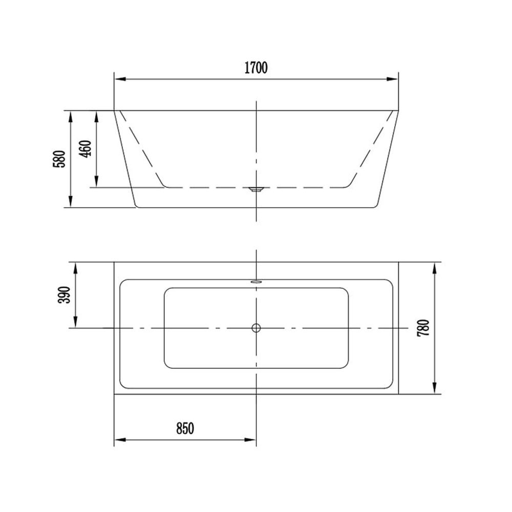 Set cada baie freestanding, lipita de perete, 170x80 cm, Alvaro si baterie cada incastrata negru mat Silia [3]