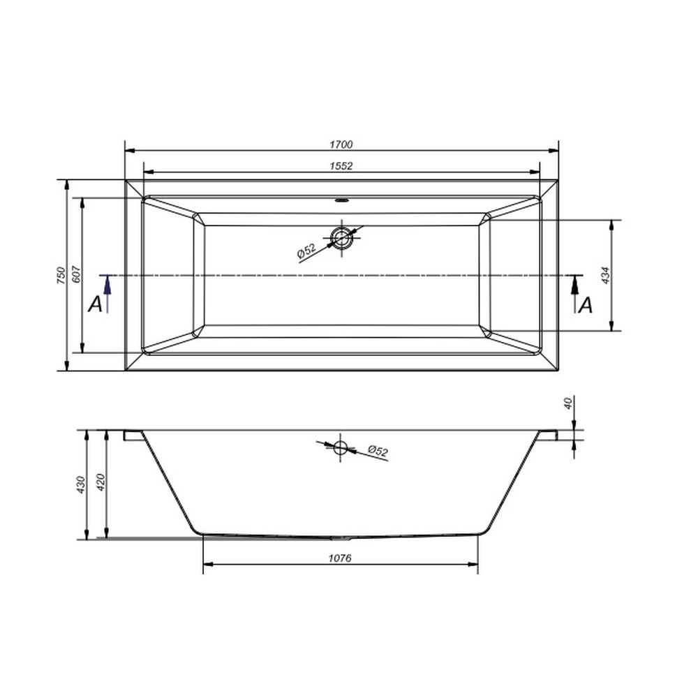 Set cada baie incastrata 170x75 cm Cersanit Intro si baterie cu montare pe cada, crom lucios, Temisto [2]