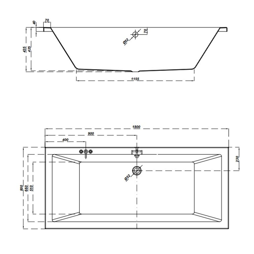 Set cada baie incastrata 180x80 cm Cersanit Intro si baterie cu montare pe cada, crom lucios, Temisto [2]