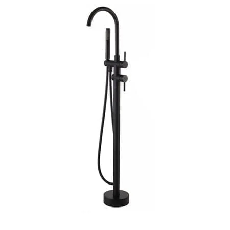 Set cada baie ovala freestanding 170 x 75 cm, Ovale Foglia, plus baterie freestanding, negru mat cu pipa pivotanta [3]