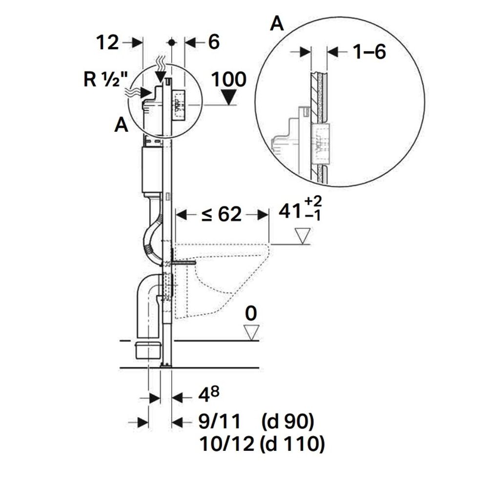 Set cada freestanding ovala, vas wc rimless cu capac soft close, rezervor incastrat si clapeta crom lucios [4]