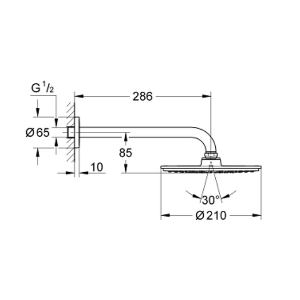 Palarie de dus rotunda 310 mm, argintiu mat, brat 380 mm, Grohe Rainshower Cosmopolitan 310 [8]
