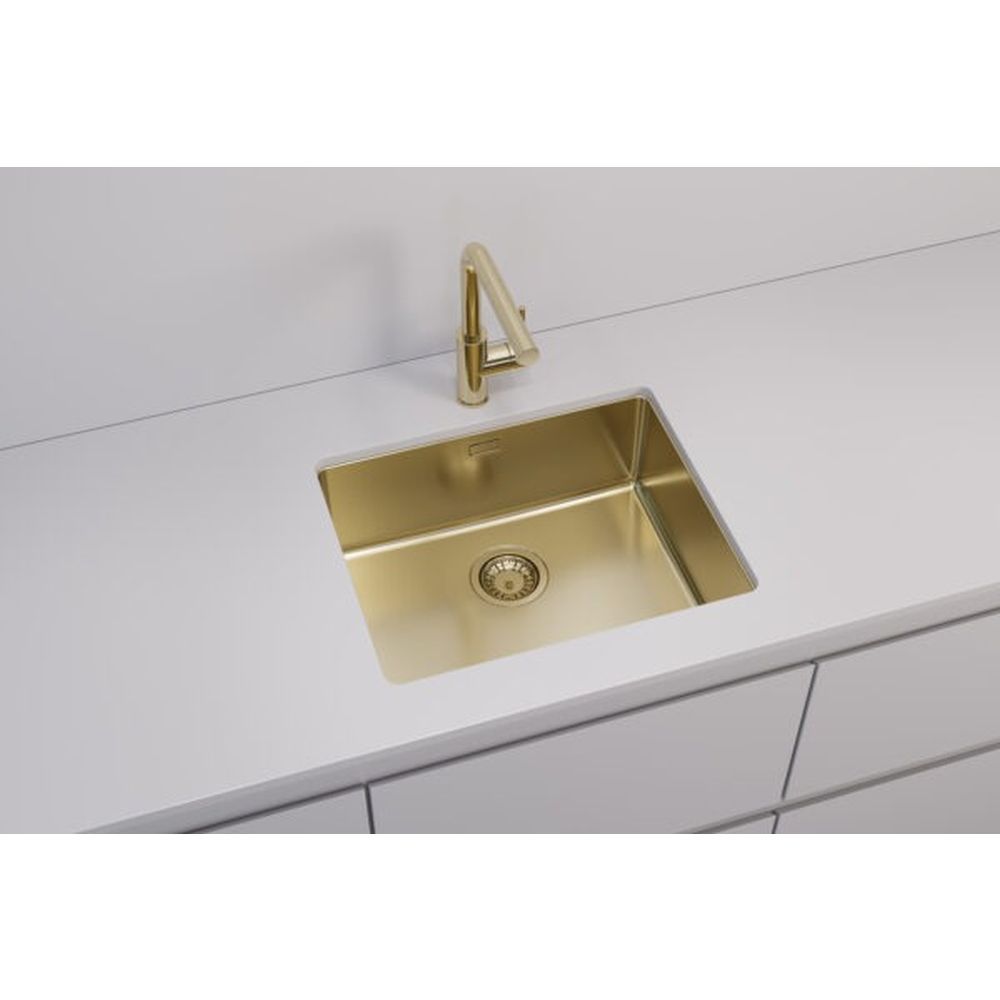 Set chiuveta bucatarie inox Kombino 50 si baterie bucatarie Fluid Monarch aurie [4]