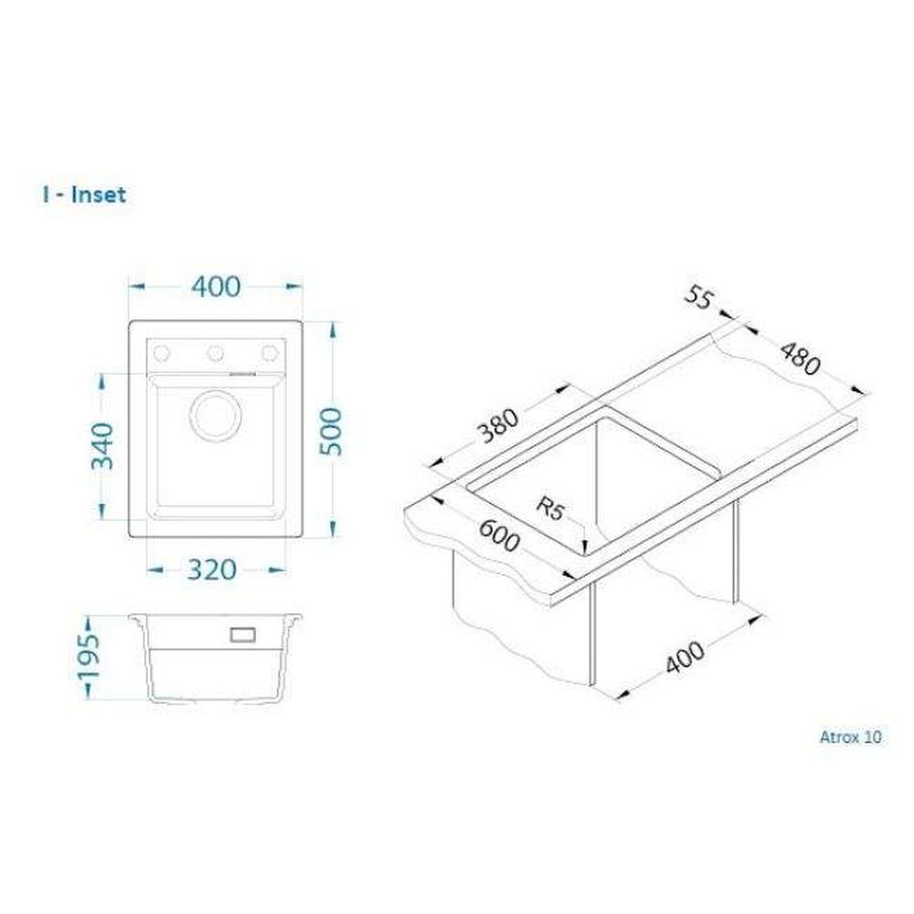 Chiuveta bucatarie gri mat, material compozit cu sifon pop-up inclus, Alveus Atrox 10 [2]
