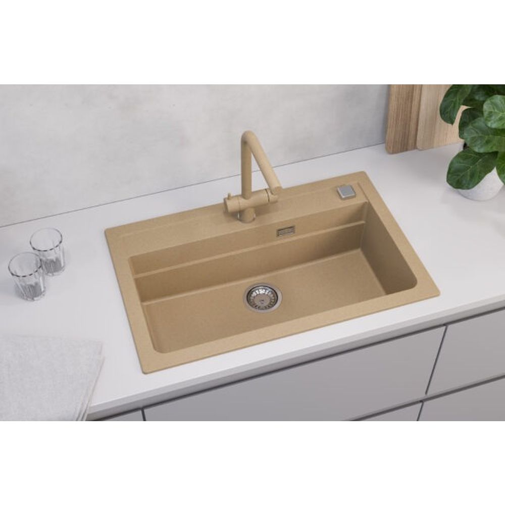 Set chiuveta bucatarie compozit Atrox 40 bej, baterie bucatarie Kati bej si accesorii [4]