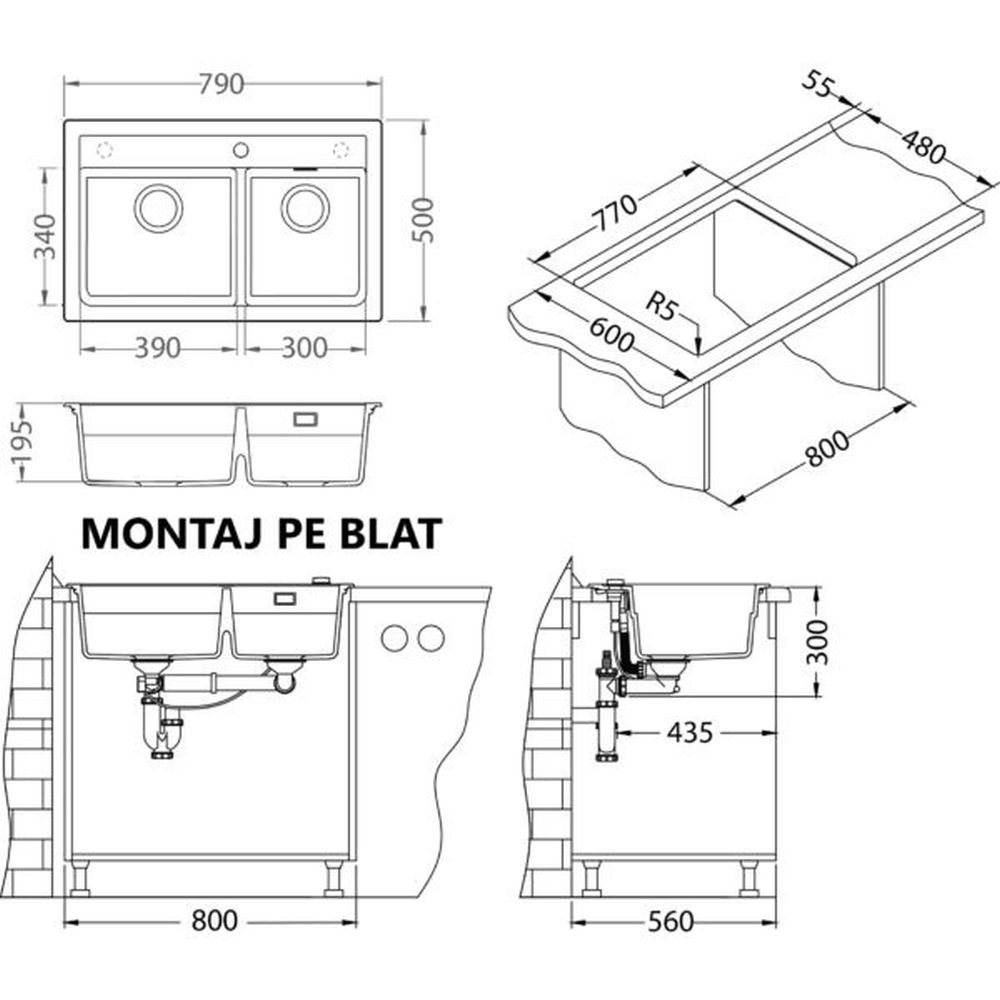 Set chiuveta bucatarie compozit Atrox 50 alba, baterie bucatarie Kati alba si accesorii [4]