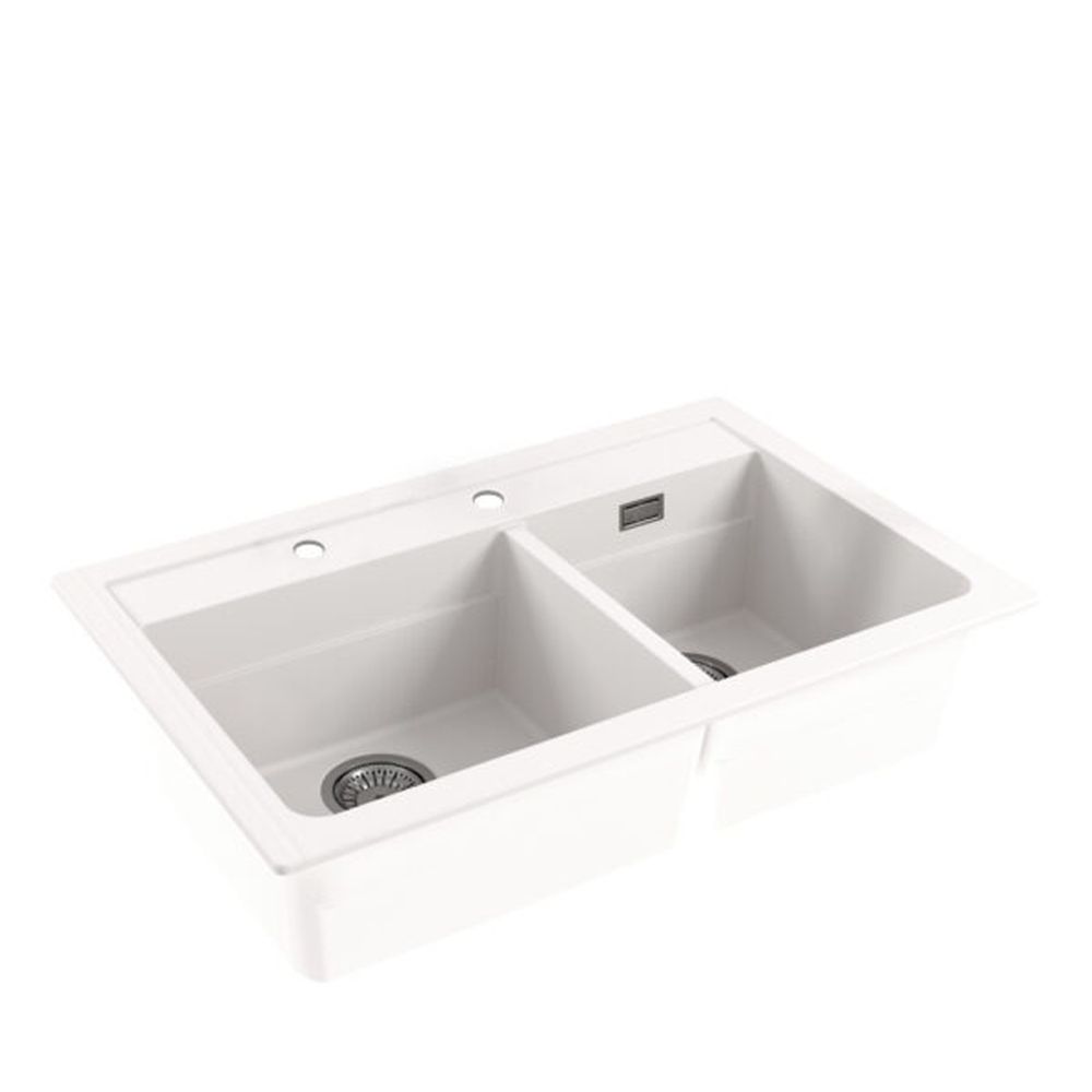 Set chiuveta bucatarie compozit Atrox 50 alba, baterie bucatarie Kati alba si accesorii [2]