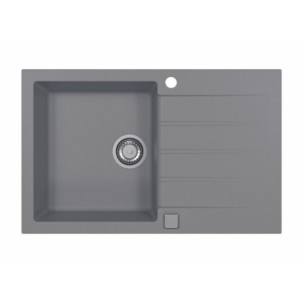 Set chiuveta bucatarie compozit Cadit 20 gri, baterie bucatarie Kati gri si tocator lemn [2]