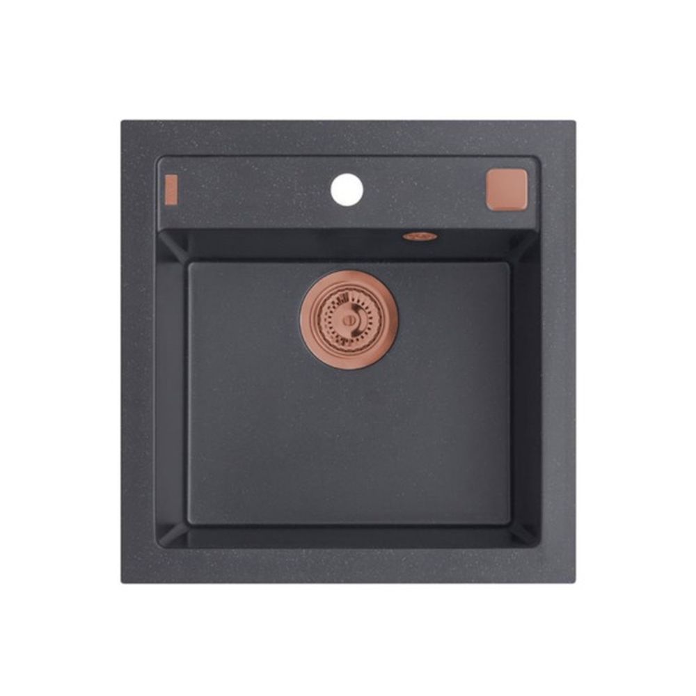 Set chiuveta bucatarie compozit Formic 20 neagra si baterie bucatarie Laguna Monarch cupru [2]