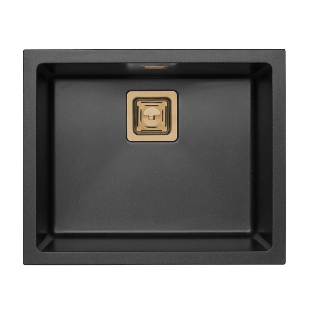 Set chiuveta bucatarie compozit Quadrix 50 neagra si baterie bucatarie Laguna Monarch bronz [2]