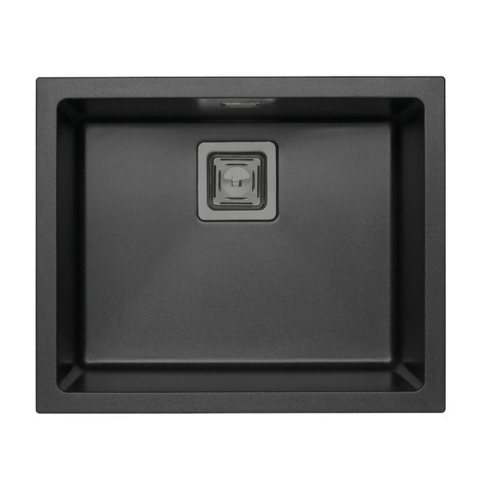 Set chiuveta bucatarie compozit Quadrix 50 neagra si baterie bucatarie Laguna Monarch antracit [2]
