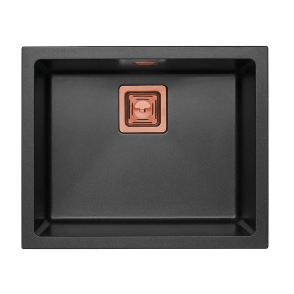 Set chiuveta bucatarie compozit Quadrix 50 neagra si baterie bucatarie Laguna Monarch cupru [2]