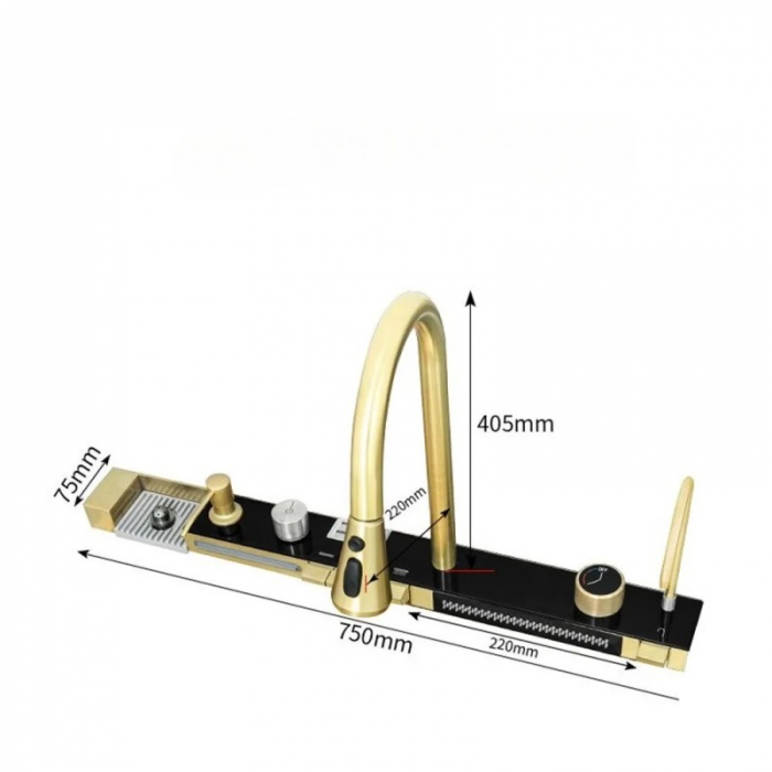 Set chiuveta bucatarie multifunctionala cu accesorii din inox 750x460, auriu periat, Top Ceramic [7]