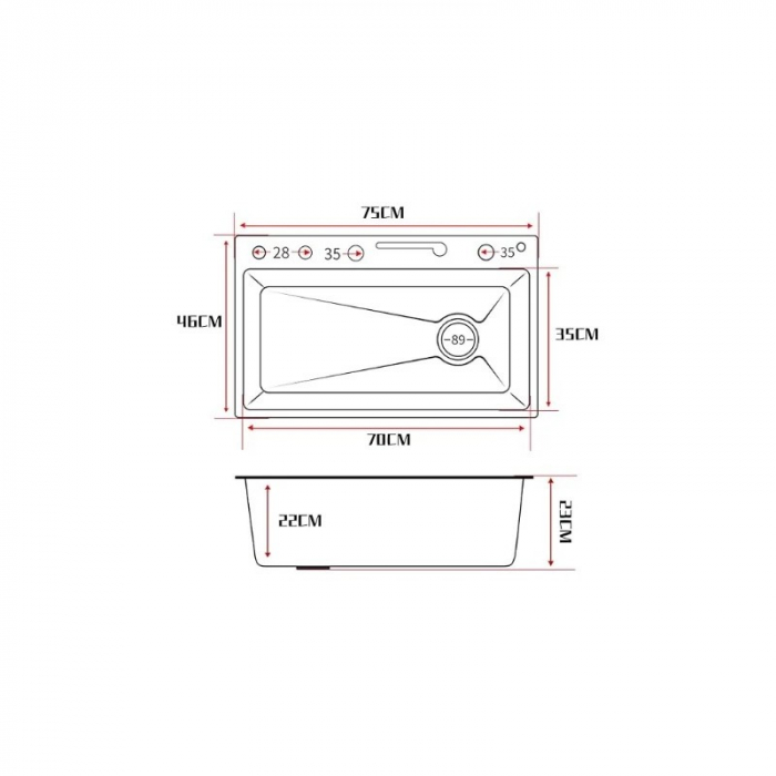 Set chiuveta bucatarie multifunctionala cu accesorii din inox 750x460, auriu periat, Top Ceramic [10]