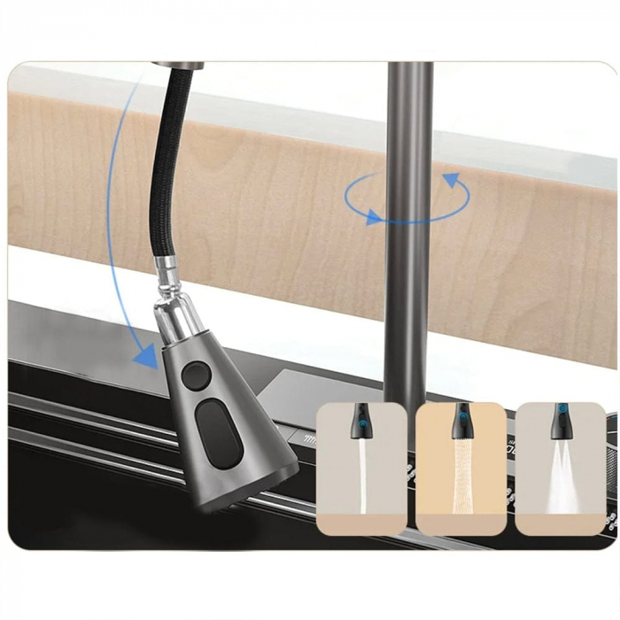Set chiuveta bucatarie multifunctionala cu baterie si dus extractibil , accesorii incluse [2]