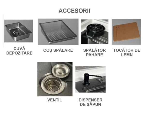 Set chiuveta bucatarie multifunctionala cu baterie si dus extractibil, display digital - accesorii incluse [6]