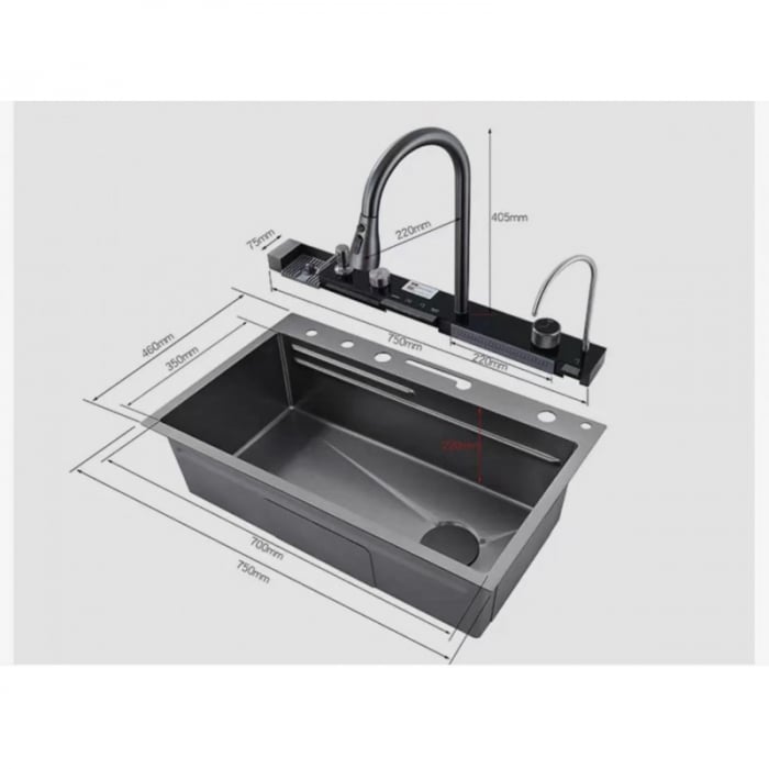 Set chiuveta bucatarie multifunctionala, dimensiune 750x460, culoare gri antracit, Top Ceramic [5]