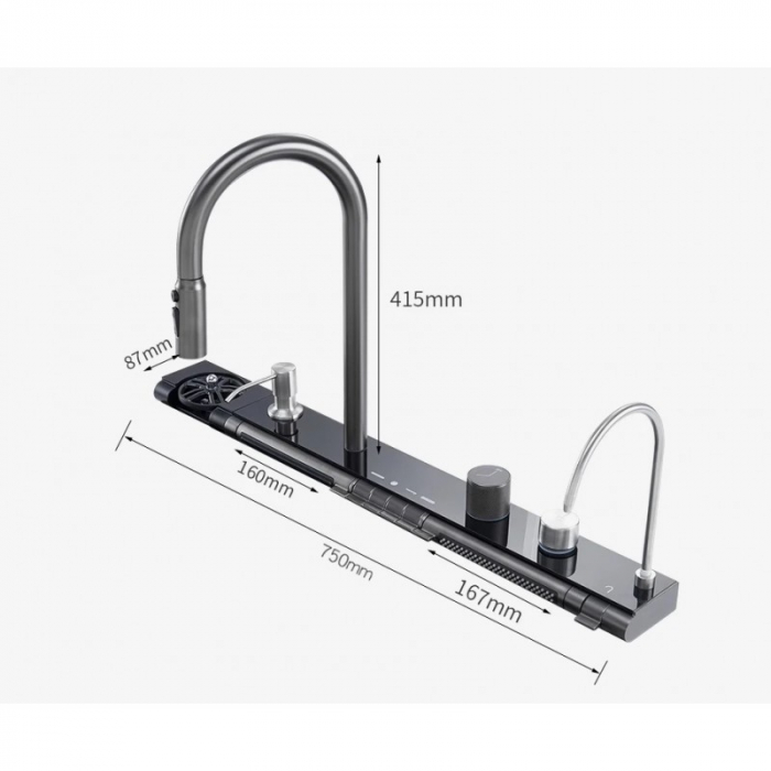 Set chiuveta bucatarie multifunctionala, dimensiune 750x460, display digital led, gri antracit, Top Ceramic [7]