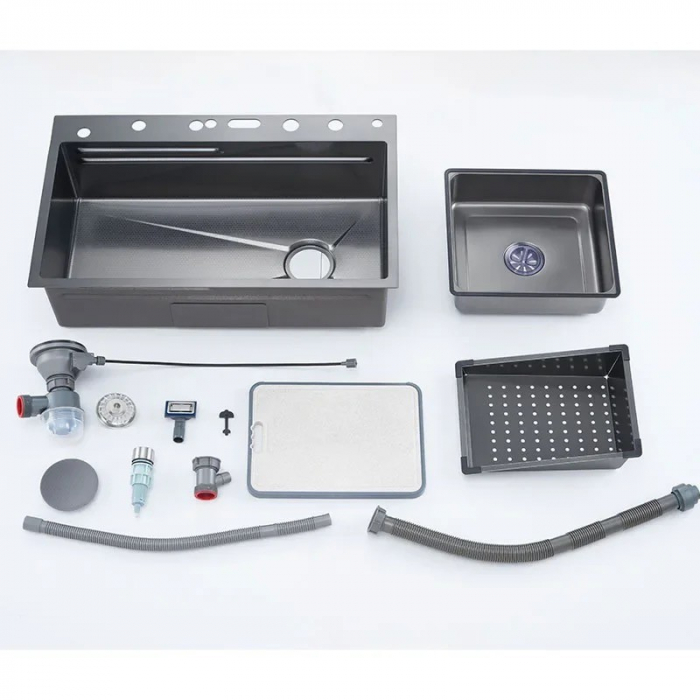 Set chiuveta bucatarie multifunctionala, dimensiune 750x460, display digital led, gri antracit, Top Ceramic [8]