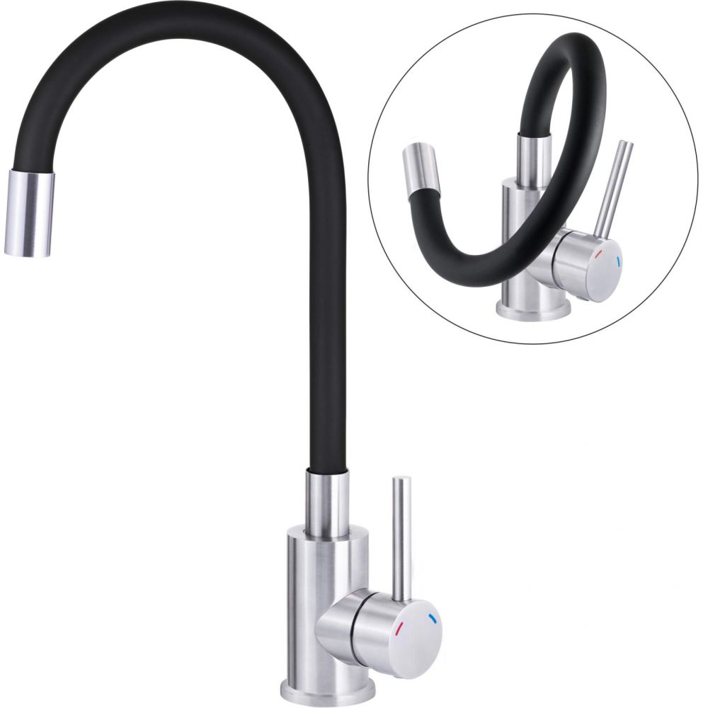 Set chiuveta bucatarie neagra si baterie bucatarie cu pipa flexibila, Corio 2 [2]