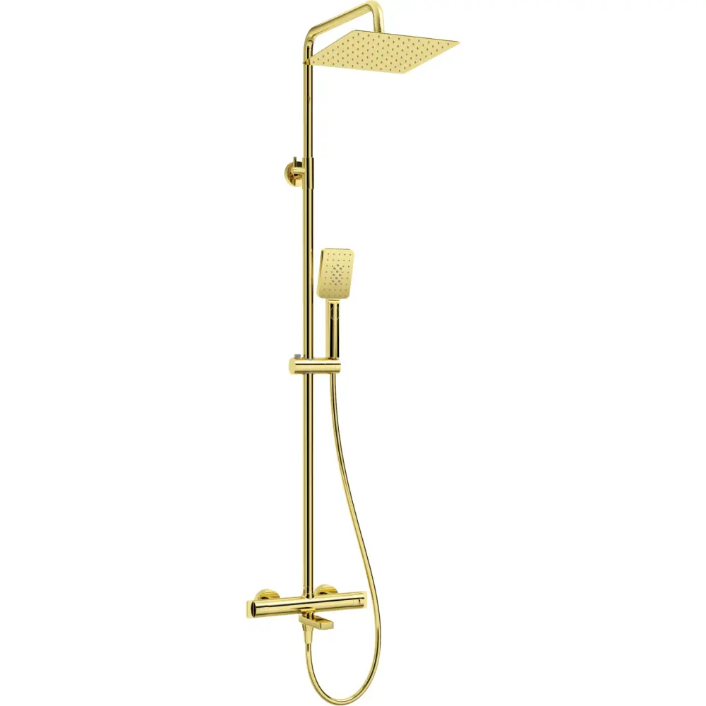 Set coloana de dus si baterie lavoar Deante Alpinia cu accesorii Deante Silia, auriu lucios [3]