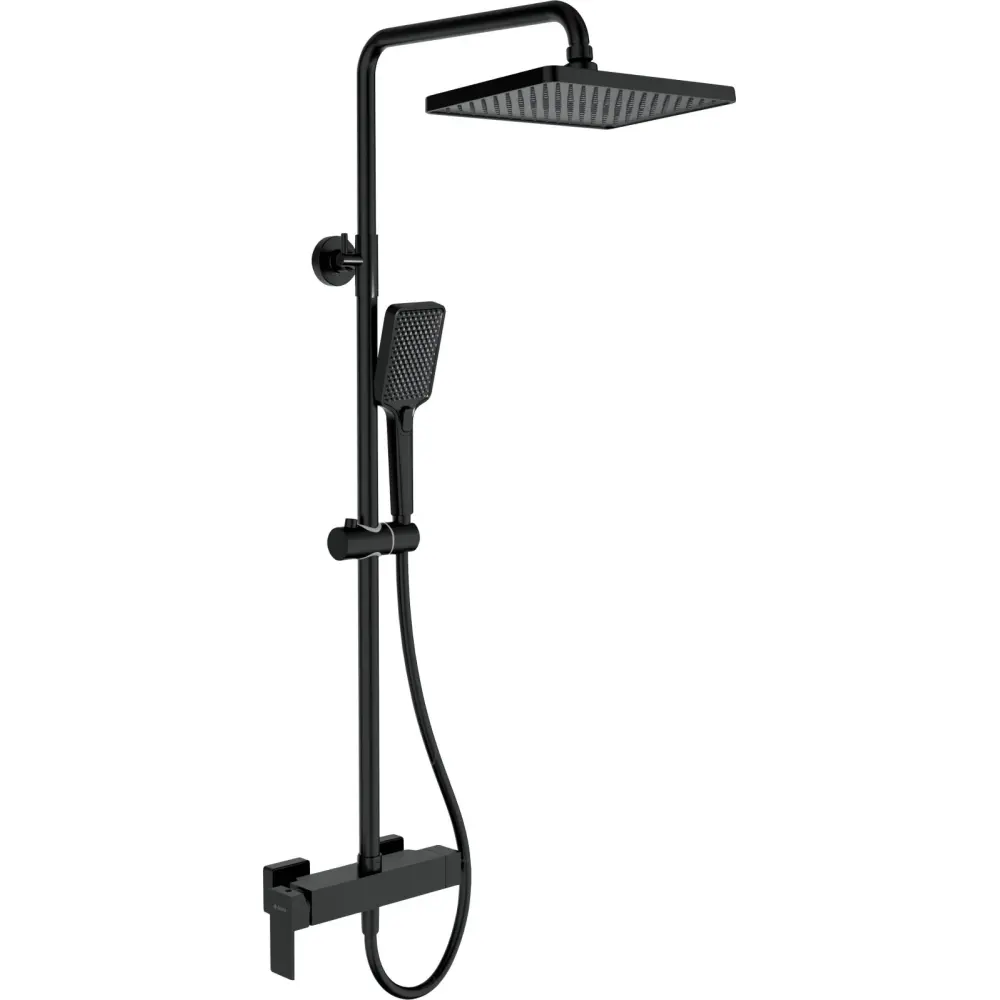 Set coloana de dus si baterie lavoar Deante Anemon cu accesorii Deante Round, negru mat [2]