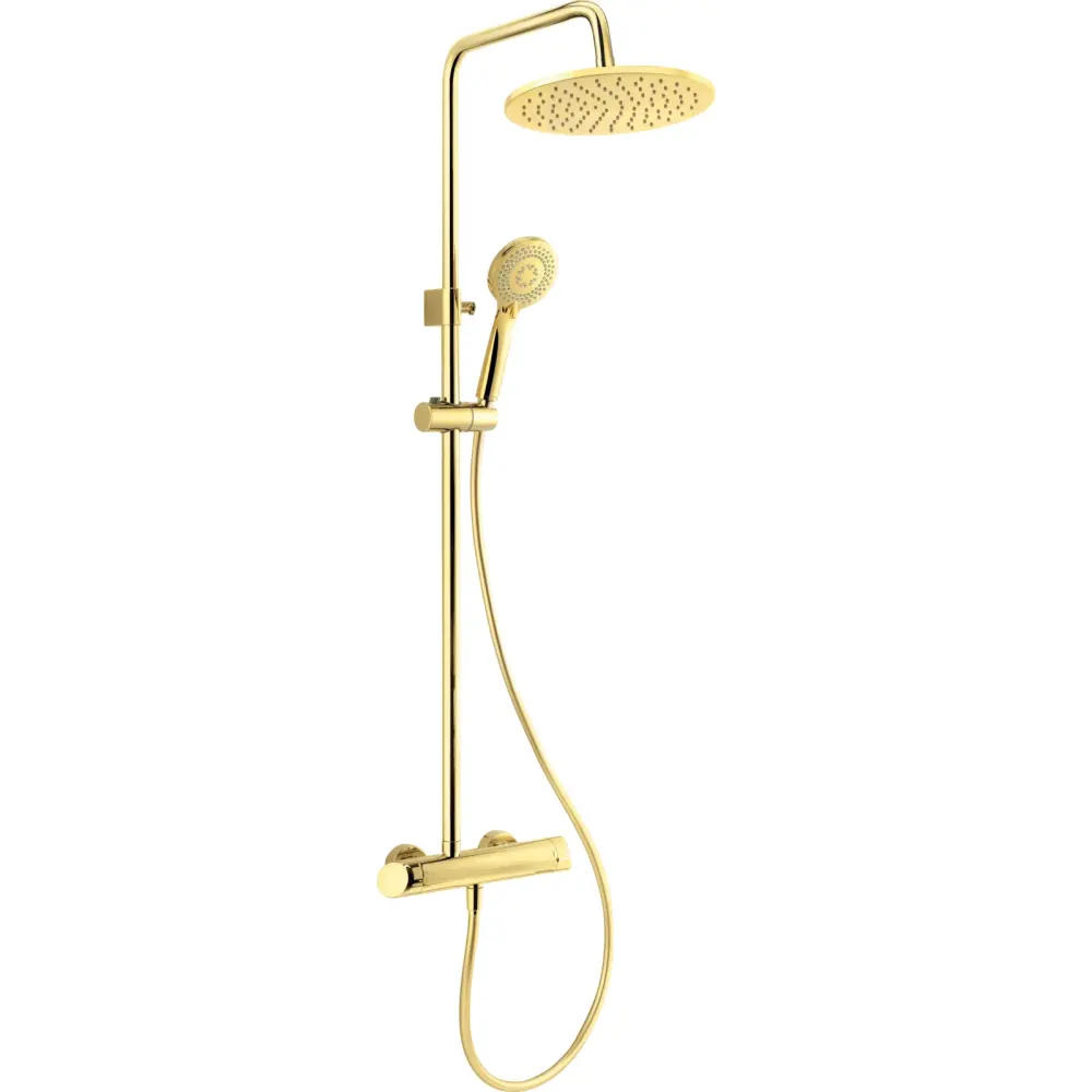 Set coloana dus si baterie lavoar Deante Arnika cu accesorii Deante Silia, auriu lucios [3]