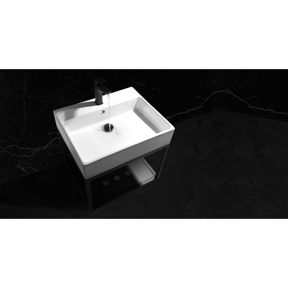 Set consola baie suspendata neagra Deante Temisto cu lavoar inclus 50 cm [2]