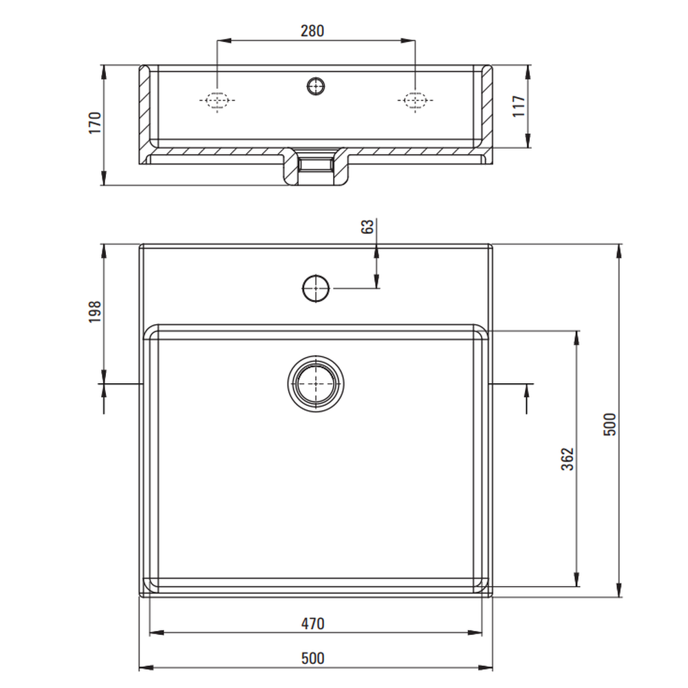 Set consola baie suspendata neagra Deante Temisto cu lavoar inclus 50 cm [5]